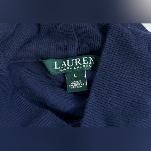 Lauren Ralph Lauren Turtleneck Sweater 3/4 Sleeve Red Navy Stripe Womens Size L - Picture 9 of 14